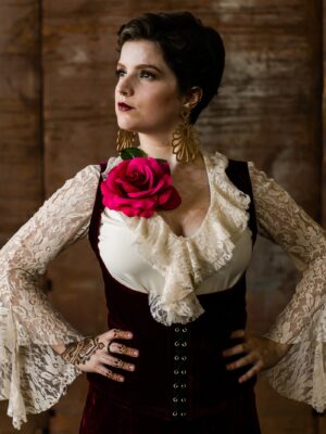 Colete Flamenco Cigano Veludo Bordô