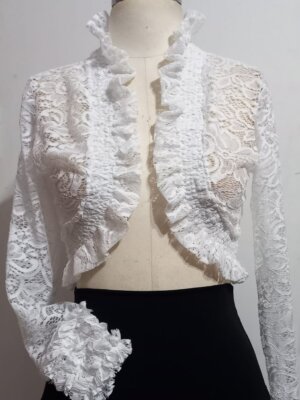 Casaco Bolero Flamenco Renda Branco