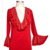 Blusa Flamenca Bromélia Manga 3/4 vermelha com tulê