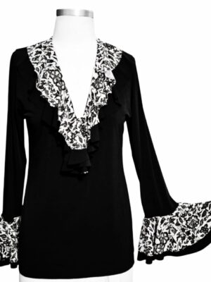 Blusa Flamenca Bromélia Manga 3/4 vermelha com tulê