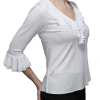 Blusa Flamenca Bromélia Manga 3/4 Babados Branca