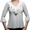 Blusa Flamenca Bromélia Manga 3/4 Babados Branca