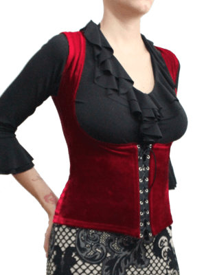 Colete Flamenco Cigano Veludo Bordô