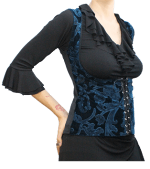 COLETE CIGANO VELUDO 3D AZUL PETRÓLEO