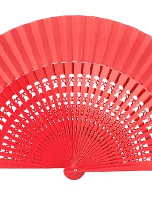 Leque Flamenco Abanico Médio Vazado Espanhol 23cm várias cores - Vermelho