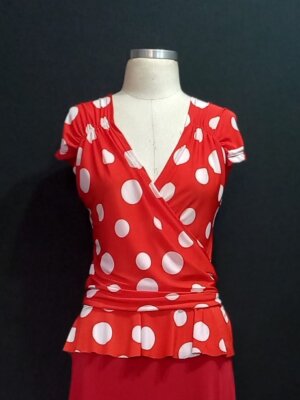 Blusa Flamenca Ana Vermelha Poá