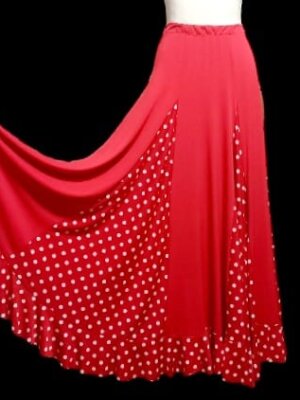 Saia Petúnia vermelha com Nesgas Poá vermelha e branca