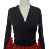 Manguito camélia preto com nesga vermelho
