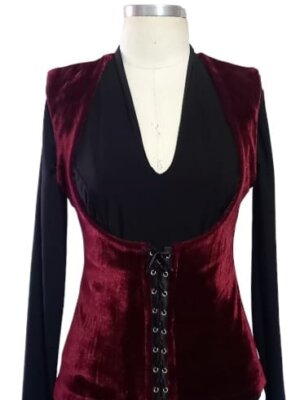 Colete Cigano Veludo Molhado Vermelho GG