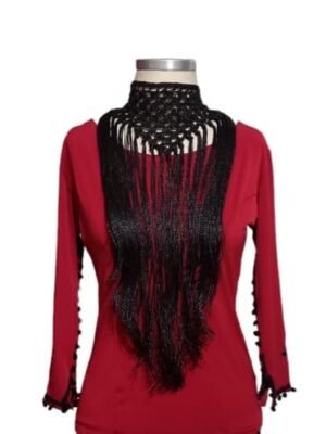 Gargantilha de Flecos flamenca em preto – 50cm