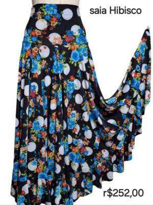 Saia Hibisco Estampa Luna  -