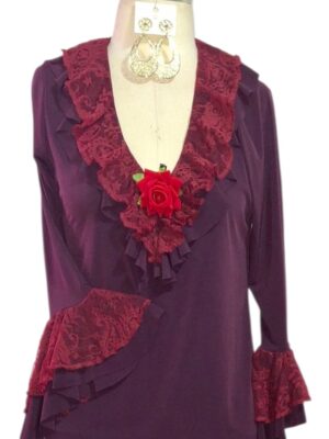 BLUSA BROMÉLIA VINHO COM RENDA