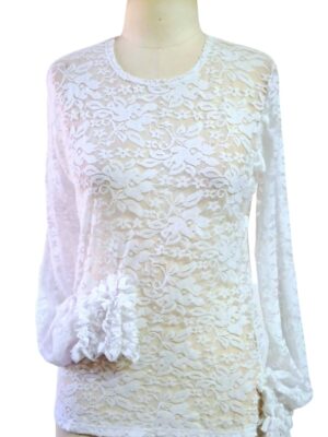 BLUSA FLAMENCA DE RENDA BRANCA SEM FORRO