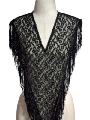 PALA DE RENDA PRETA = FRANJA DE 13 CM