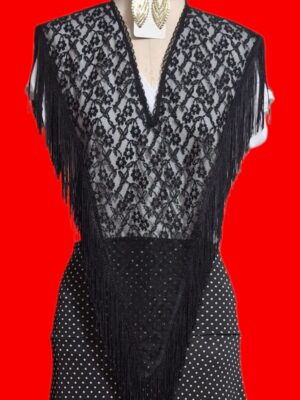 PALA DE RENDA PRETA = FRANJA DE 13 CM