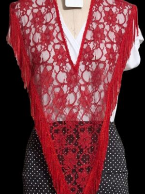 PALA DE RENDA VERMELHA = FRANJA DE 9 CM