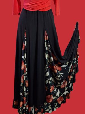 SAIA PETÚNIA PRETA COM ESTAMPA FLORAL - G