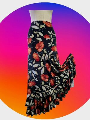 SAIA JASMIM FLORAL PRETA/VERMELHA/VERDE